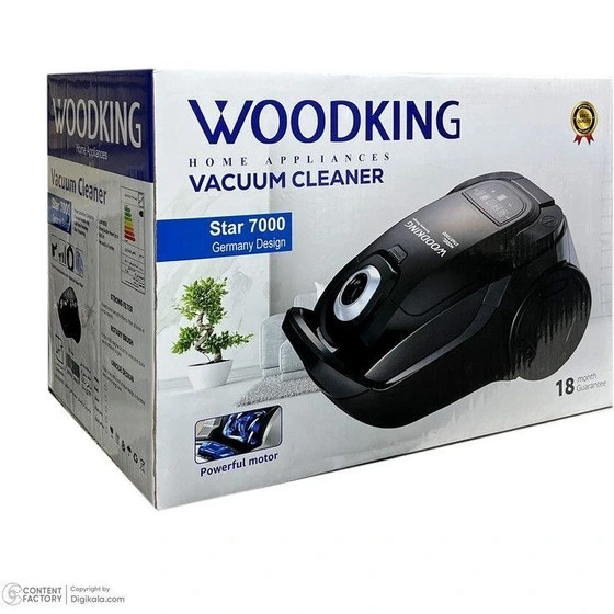 جارو برقی وودکینگ مدل استار 7000 (رنگ مشکی) (گارانتی رسمی شرکتی 18 ماه)مکش قدرتمند WOODKING