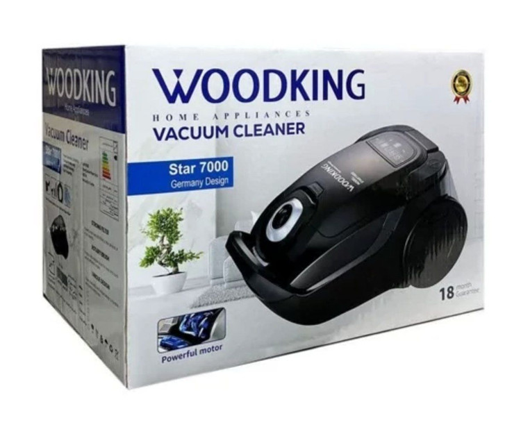 جارو برقی وودکینگ مدل استار 7000 (رنگ مشکی) (گارانتی رسمی شرکتی 18 ماه)مکش قدرتمند WOODKING